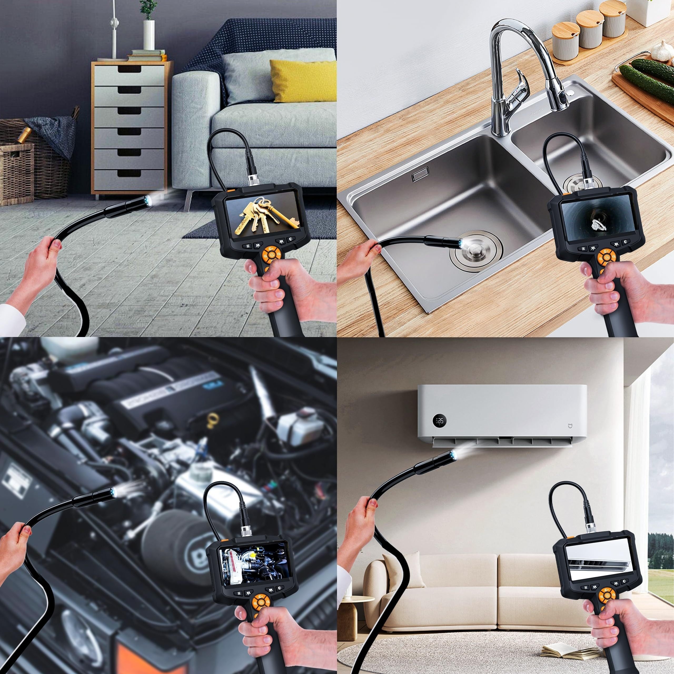 [HD Endoscope Camera] 1080 HD Borescope, 4.3" Endoscope Camera with Light - 16.5ft Snake Camera, Endoscope Camera Gadgets for Men