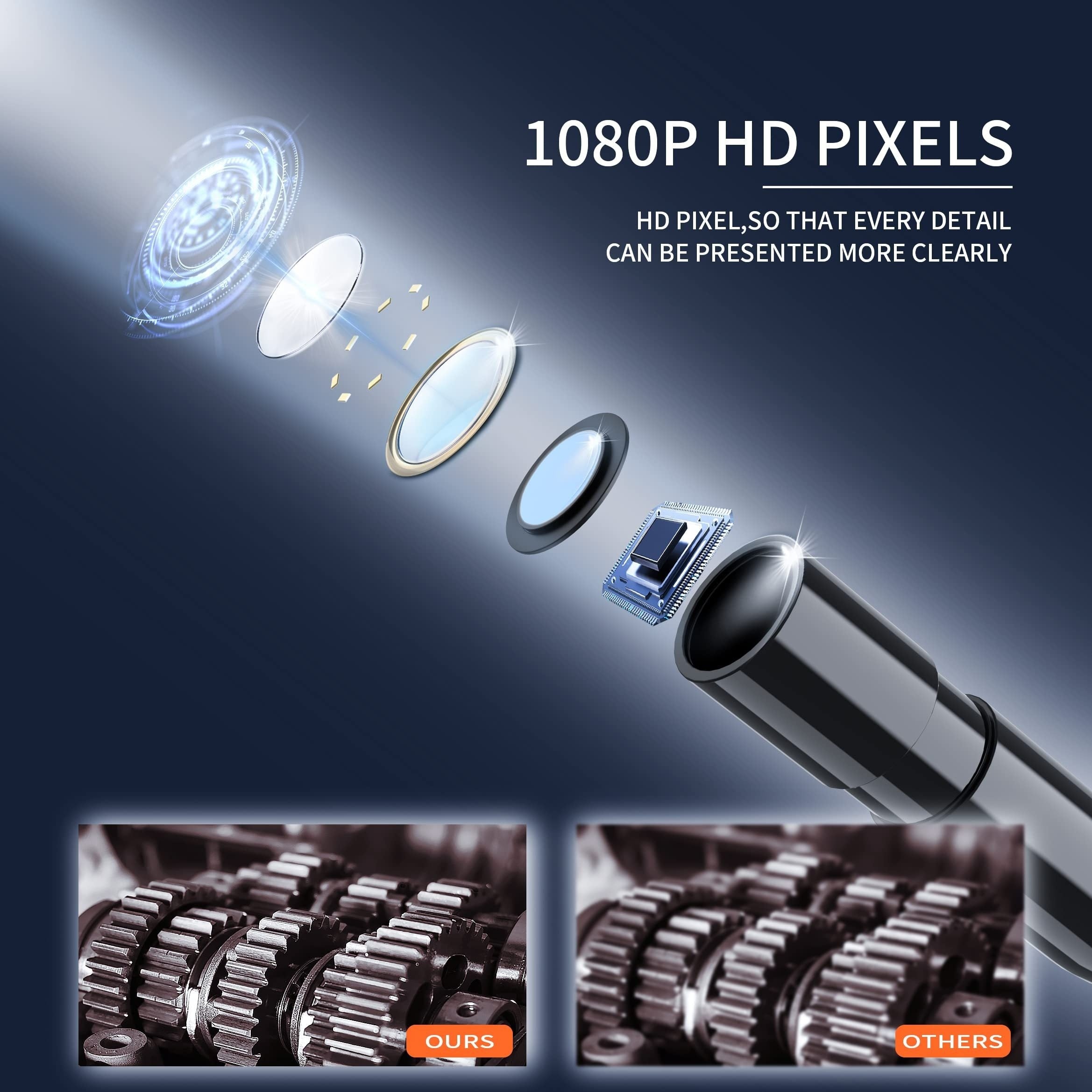 4.3" Endoscope Camera With Light, IP67 1080 HD Inspection Camera, Borescope Camera With Light, Snake Camera, 16.5ft Endoscope Camera, Gadgets For Men