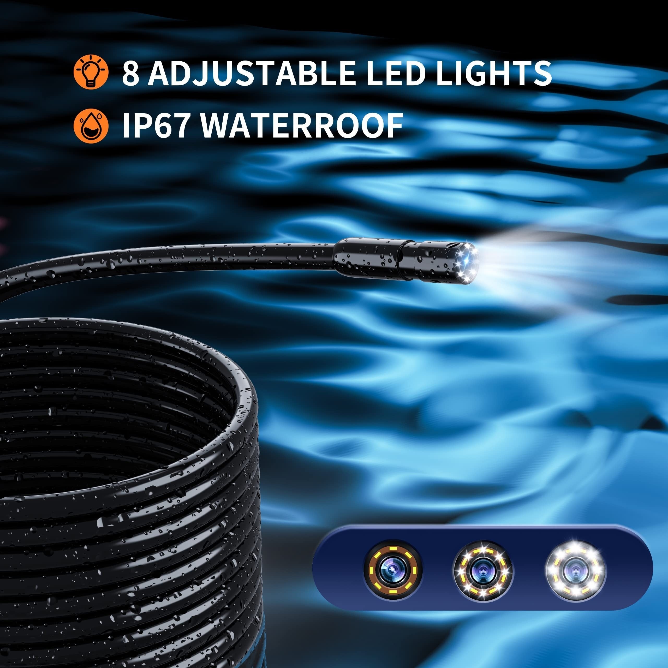 4.3" Endoscope Camera With Light, IP67 1080 HD Inspection Camera, Borescope Camera With Light, Snake Camera, 16.5ft Endoscope Camera, Gadgets For Men