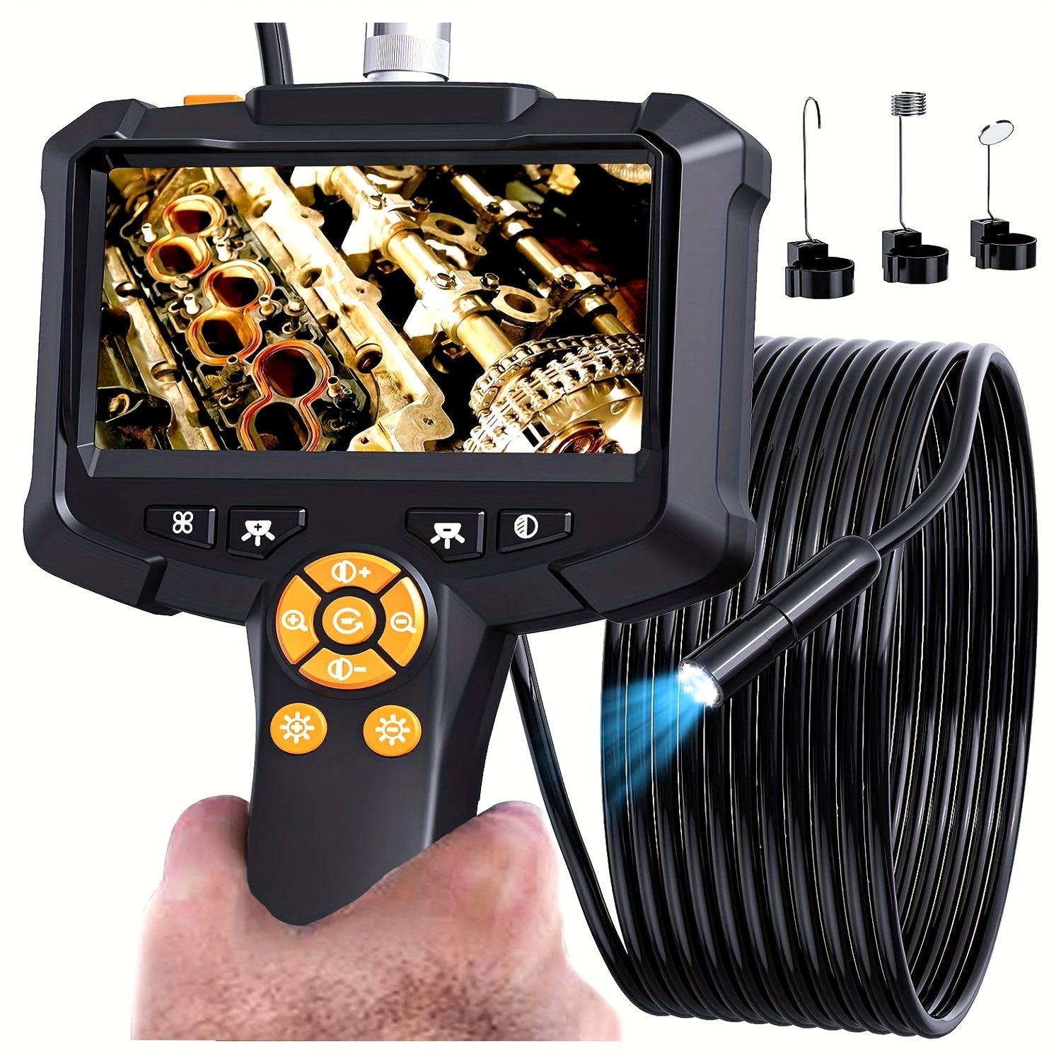 4.3" Endoscope Camera With Light, IP67 1080 HD Inspection Camera, Borescope Camera With Light, Snake Camera, 16.5ft Endoscope Camera, Gadgets For Men