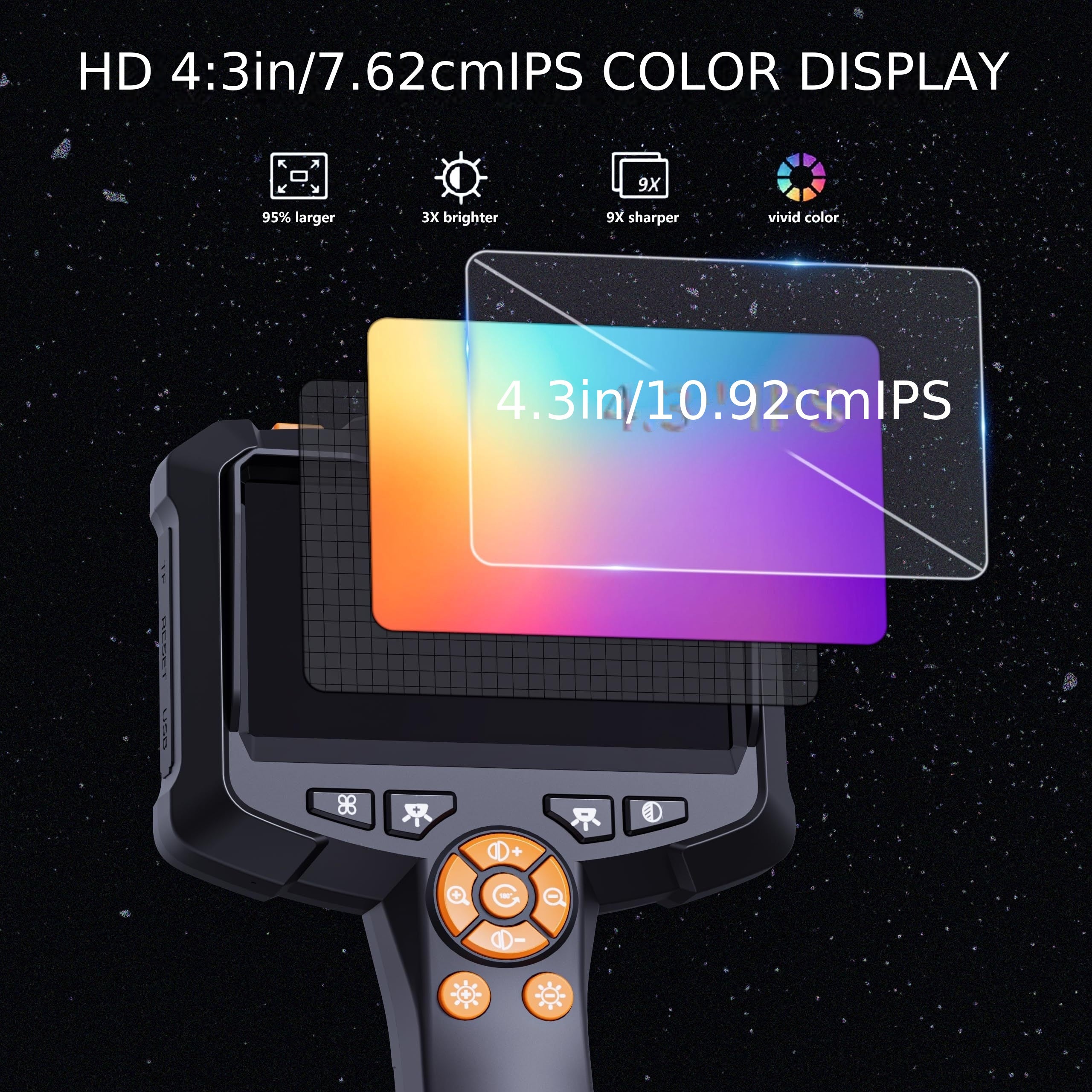 [HD Endoscope Camera] 1080 HD Borescope, 4.3" Endoscope Camera with Light - 16.5ft Snake Camera, Endoscope Camera Gadgets for Men