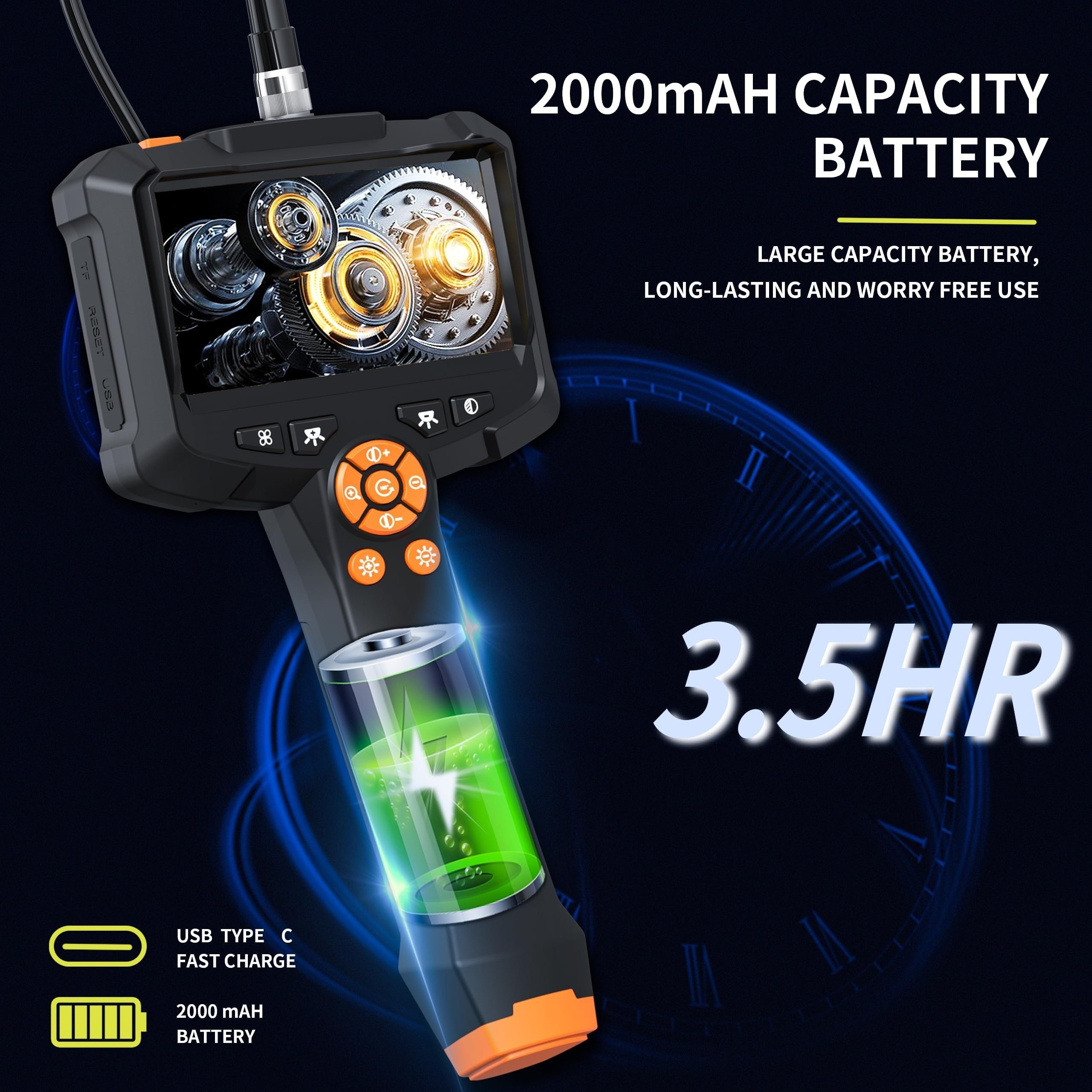 4.3" Endoscope Camera With Light, IP67 1080 HD Inspection Camera, Borescope Camera With Light, Snake Camera, 16.5ft Endoscope Camera, Gadgets For Men